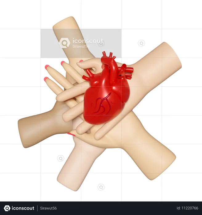 Manos sosteniendo el corazon  3D Icon