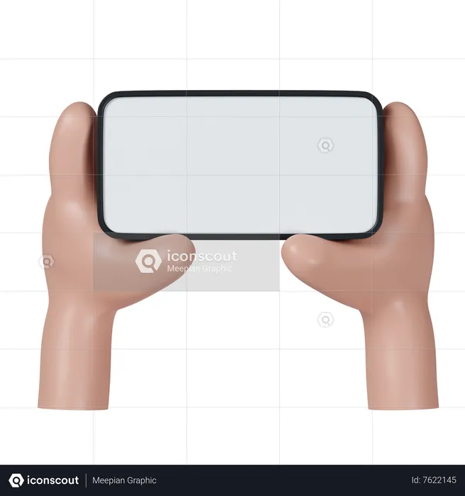 Manos sosteniendo un teléfono inteligente con pantalla en blanco Emoji 3D Icon