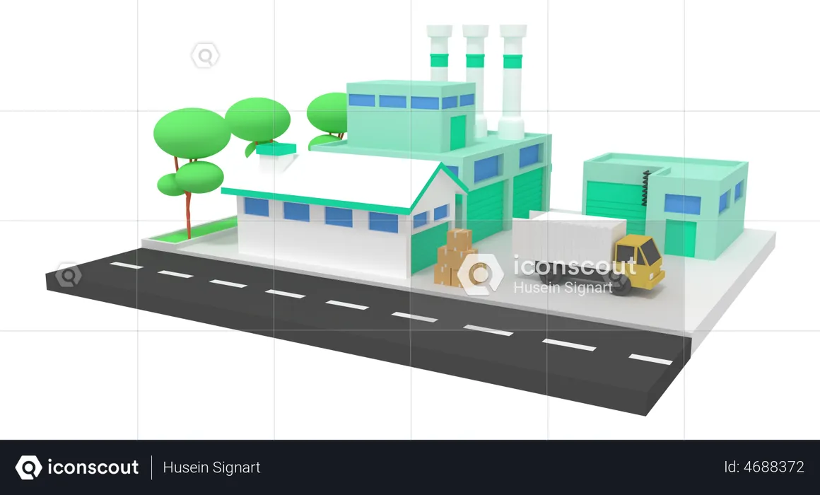 Manufacturing Industry  3D Illustration