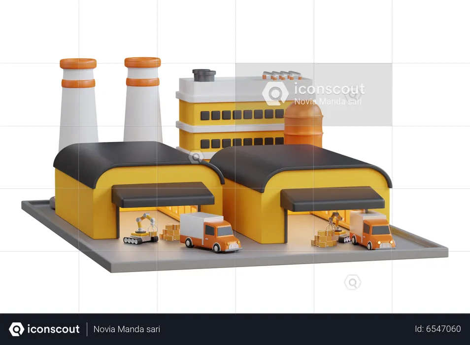 Manufacturing Plant  3D Illustration