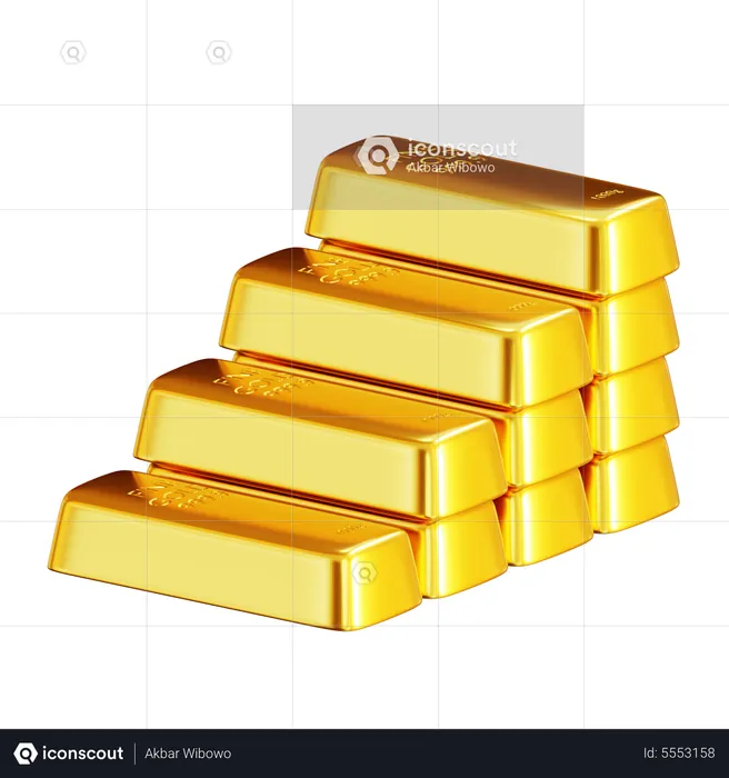 Many Gold Bars  3D Icon
