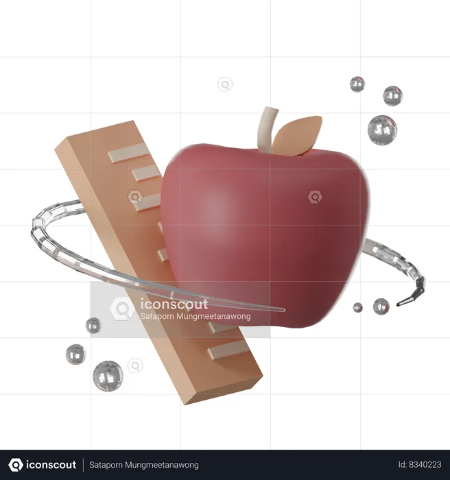 Manzana y escala  3D Icon