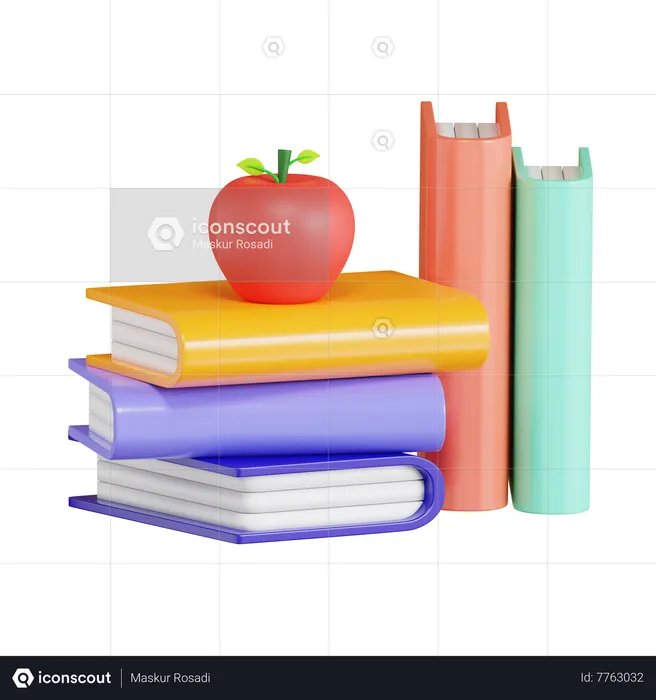 Manzana y libro  3D Icon