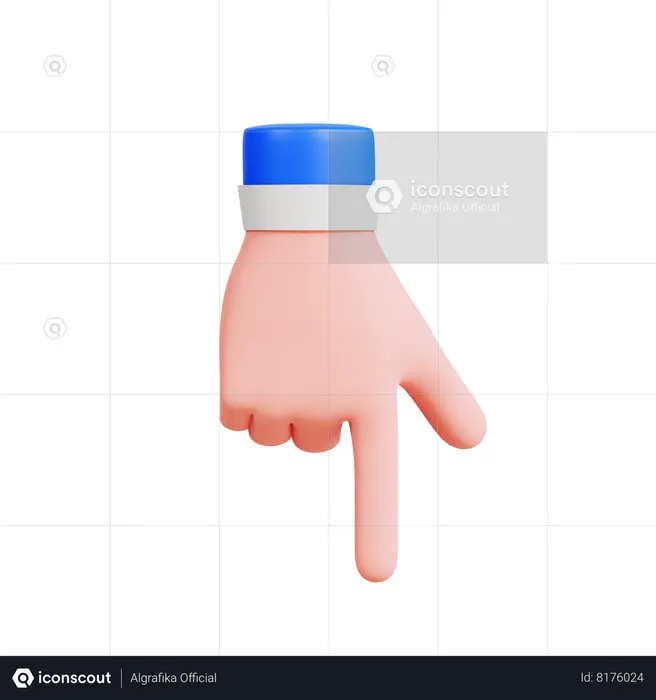 Mão apontando para baixo  3D Icon