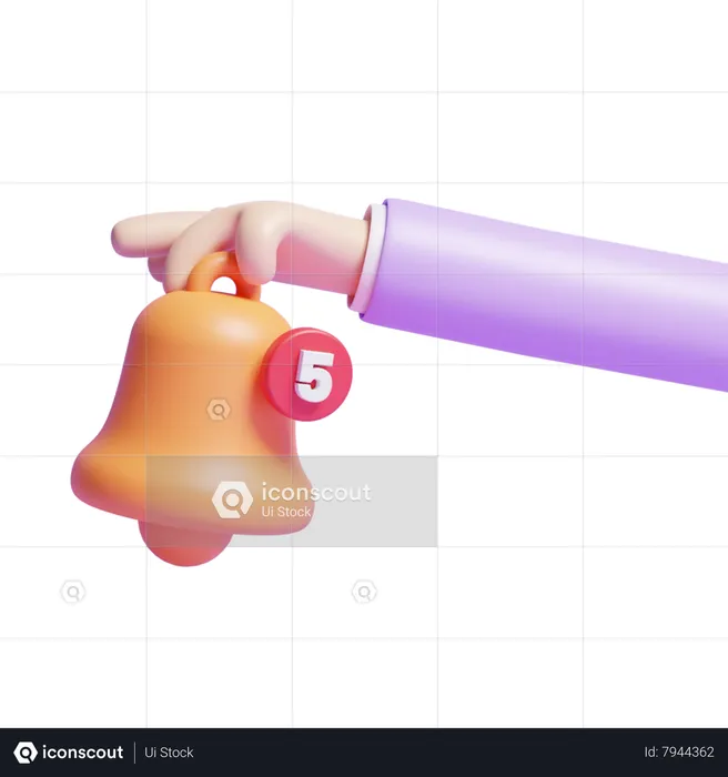 Mão com sino de notificação  3D Icon