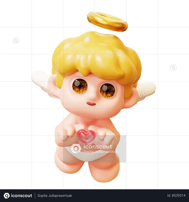 Mão em formato de coração de Cupido  3D Icon