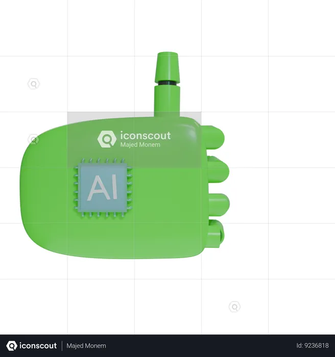 Mão Robô ThumbsUp Verde  3D Icon