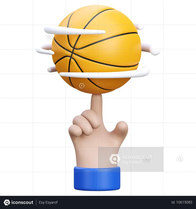 Mão segurando bola de basquete  3D Icon