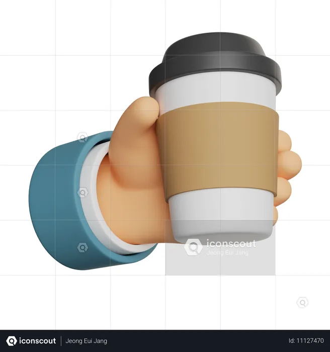 Mão segurando café  3D Icon