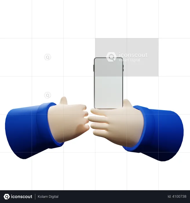 Mão segurando um smartphone com tela em branco  3D Icon