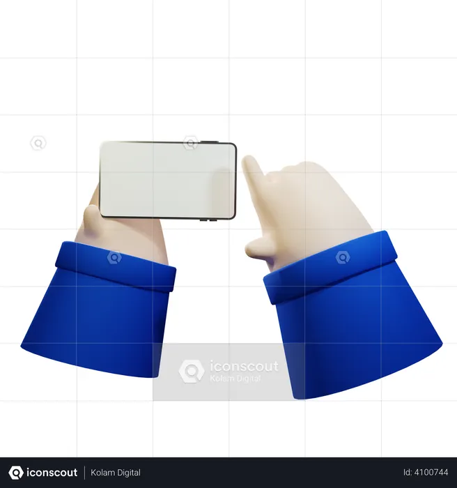 Mão segurando um smartphone com tela em branco  3D Icon