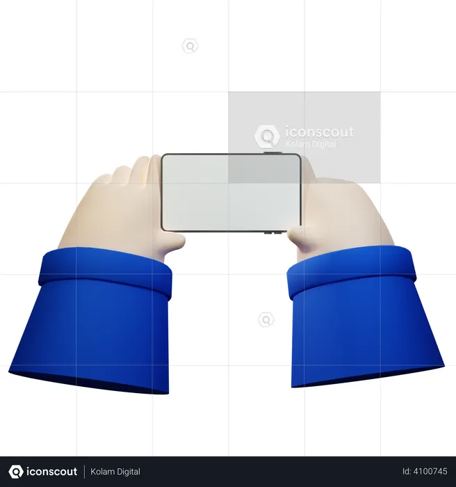 Mão segurando um smartphone com tela em branco  3D Icon