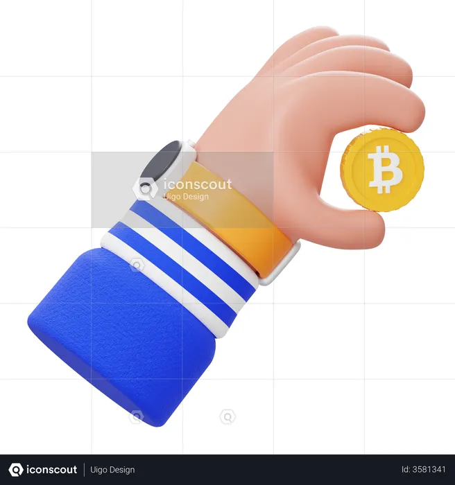 Mão segure bitcoin  3D Illustration