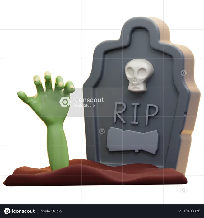 Mão de zumbi saindo do túmulo  3D Icon