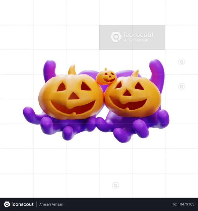 Mãos de halloween dando abóboras  3D Icon