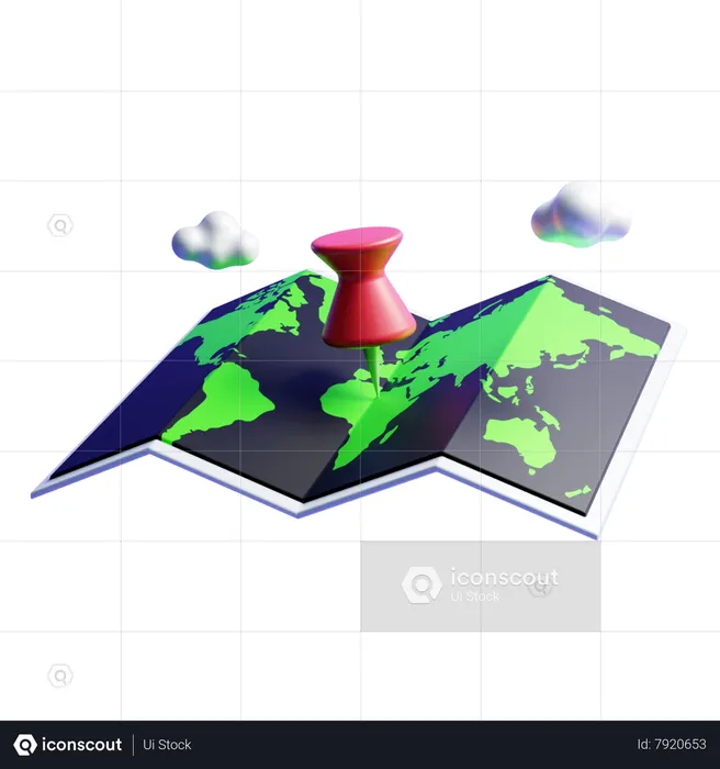 Map Flag 3D Icon