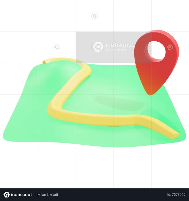 Map With Location  3D Icon