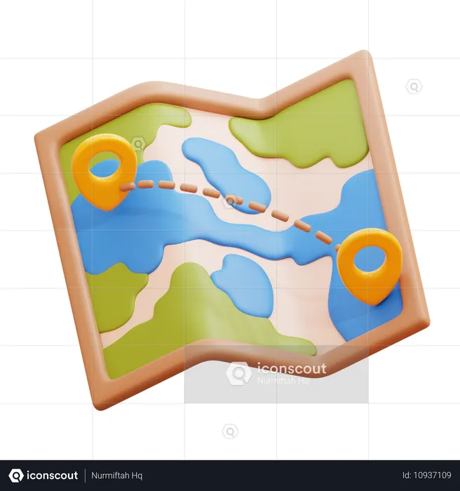 ルートマーカー付き地図  3D Icon