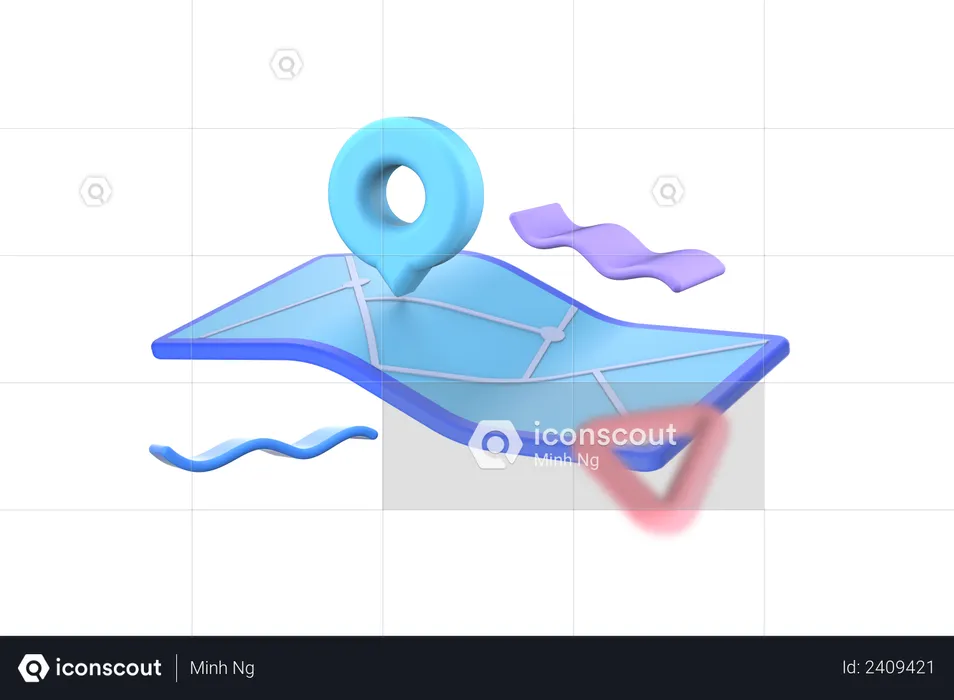 Mapa  3D Illustration