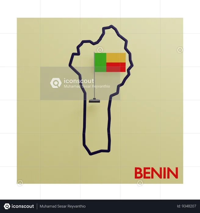 Mapa de benín Flag 3D Icon