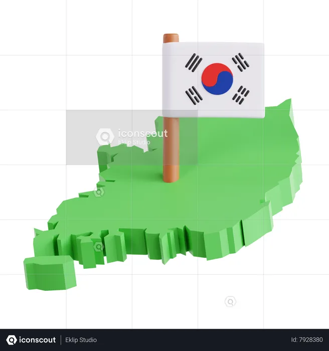 Mapa de corea del sur  3D Icon