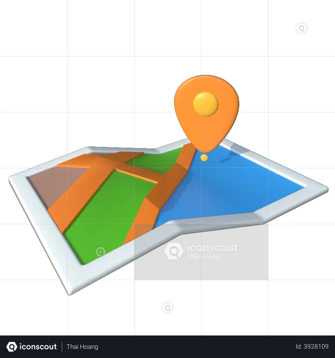 Mapa de localização  3D Illustration