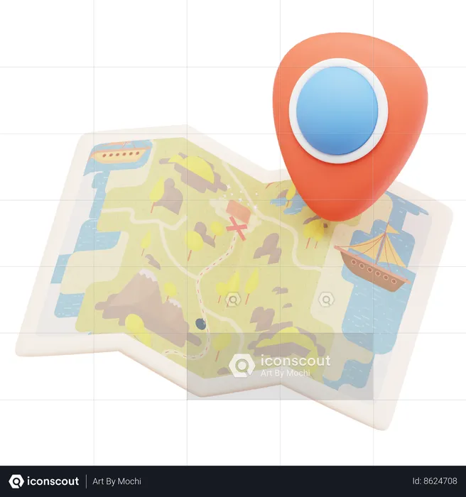 Mapa do tesouro  3D Icon