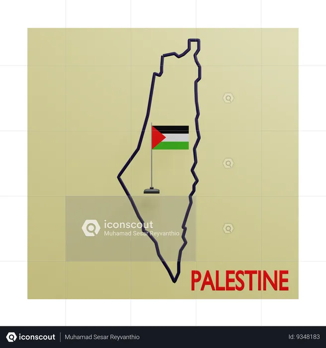 Mapa da Palestina Flag 3D Icon