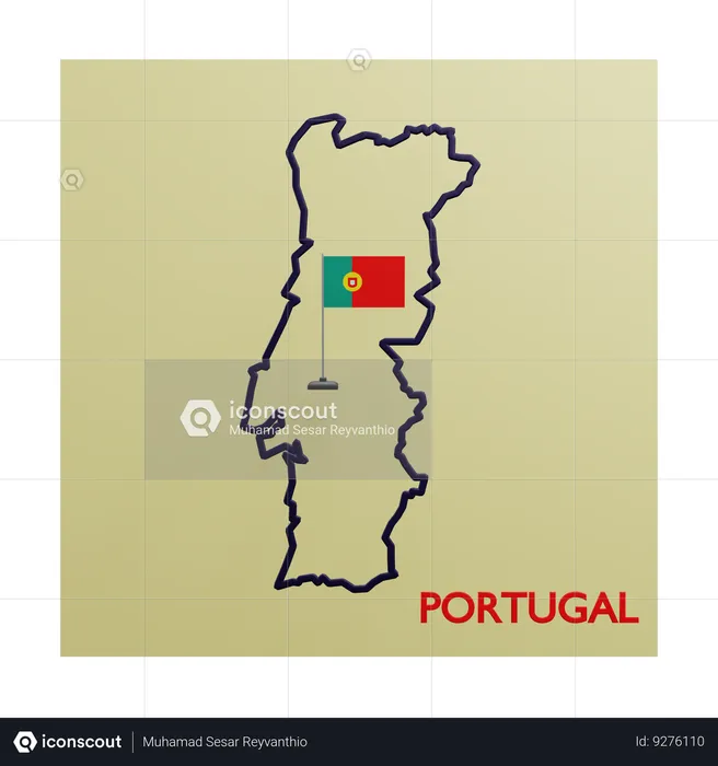 Mapa de portugal Flag 3D Icon