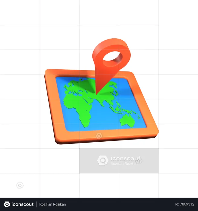 Mapa de viaje  3D Icon