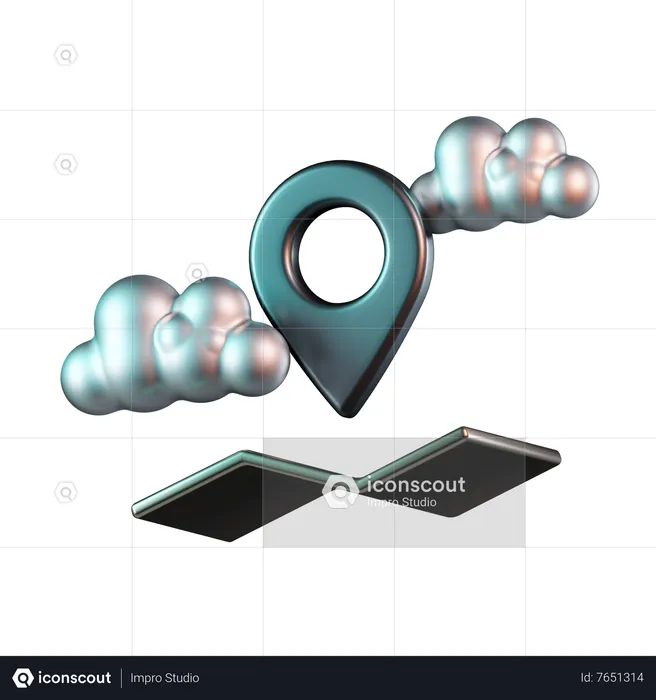 Mapas de localização na nuvem  3D Icon