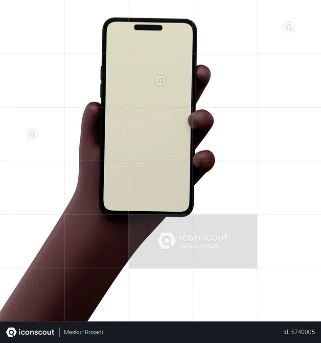 Mão segurando uma maquete de smartphone  3D Icon