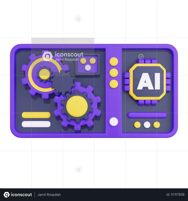 Máquina de inteligencia artificial  3D Icon