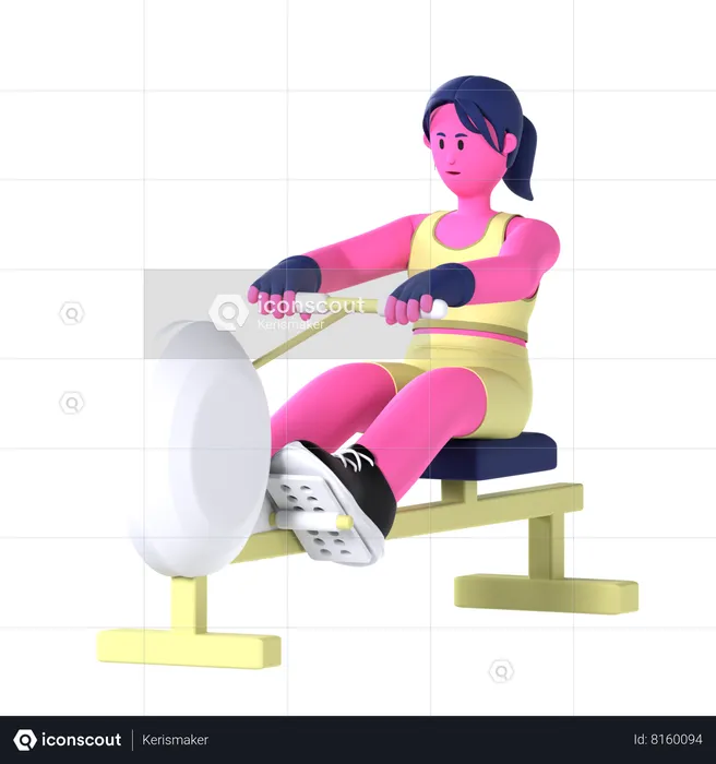 Máquina de remo para mulher  3D Illustration