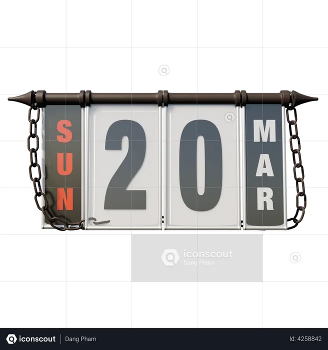 March 20, 2022 Sun  3D Illustration