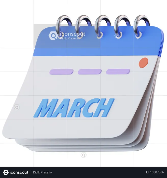 March Calendar  3D Icon