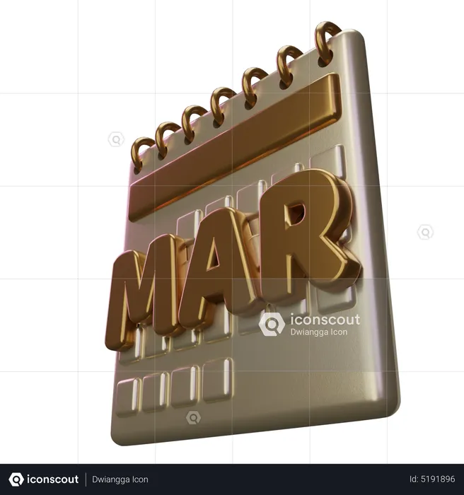 March Month Calendar  3D Icon