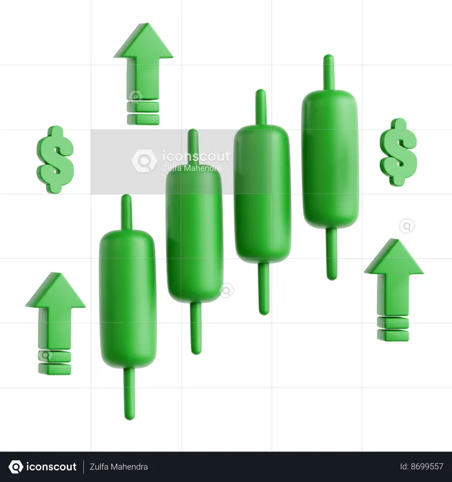 Marché en croissance  3D Icon