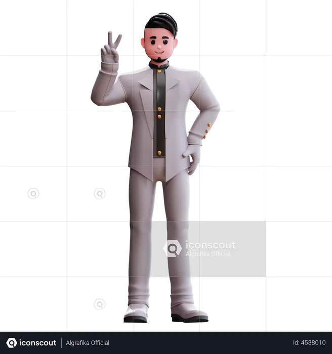 Marié montrant le signe de la paix  3D Icon