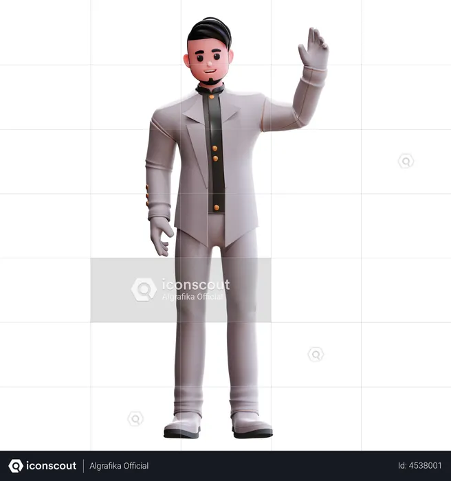 Le marié lève la main  3D Icon