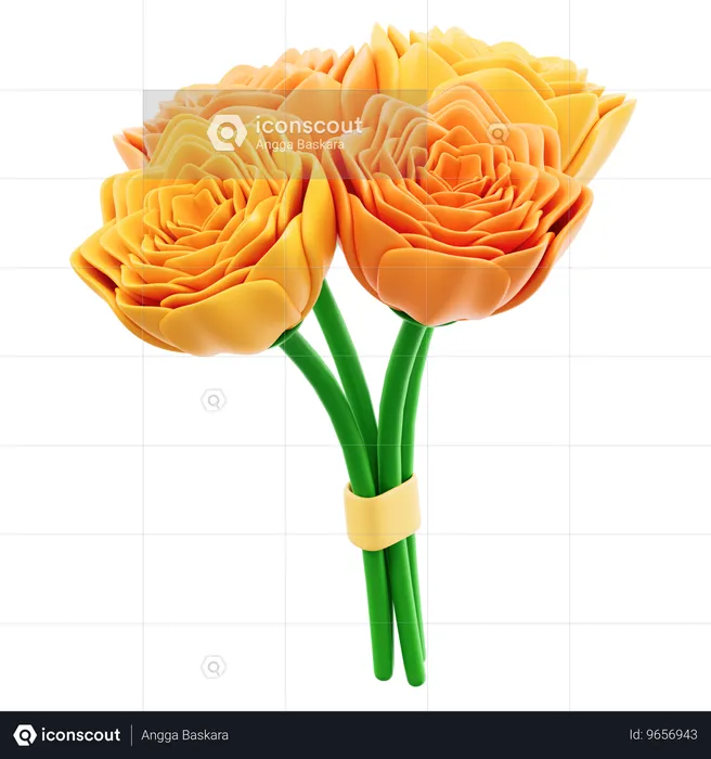 Marigold Flower  3D Icon