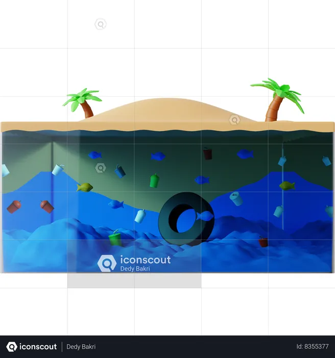 Marine pollution  3D Icon