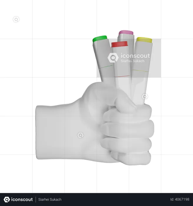 Markers Holding Hand Gesture  3D Illustration