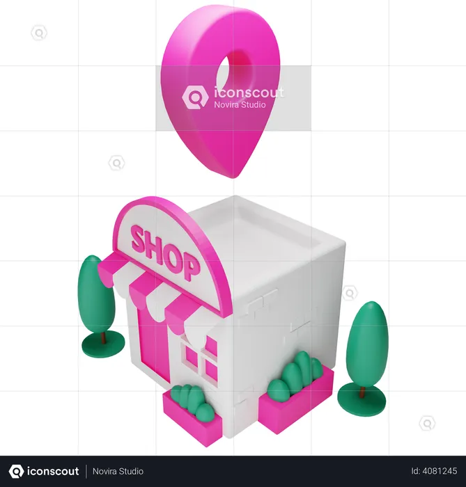 Market Shop Location  3D Illustration