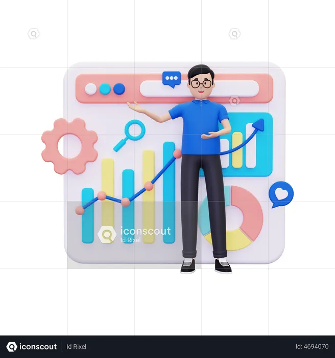 Marketing Analysis Growth  3D Illustration