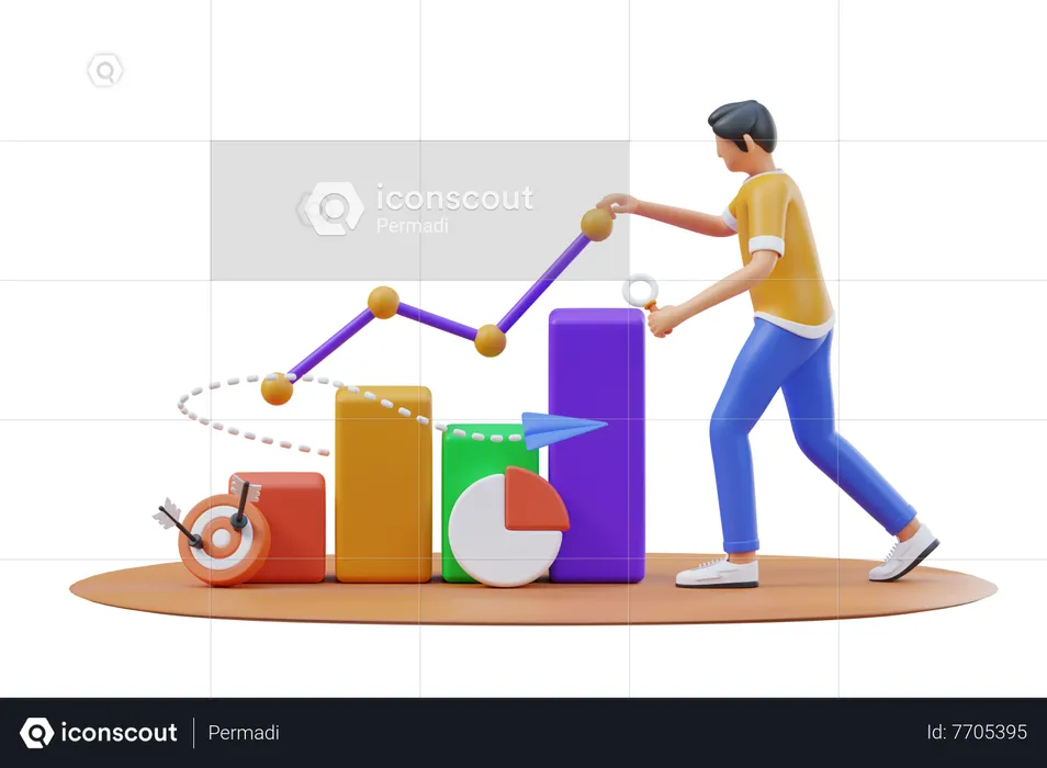 Analyse de la croissance marketing  3D Illustration