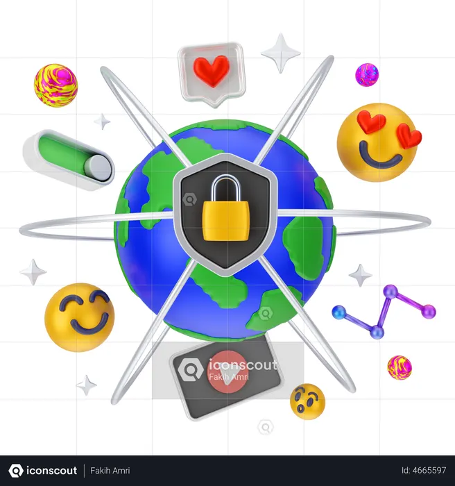 Marketing seguro nas redes sociais  3D Icon