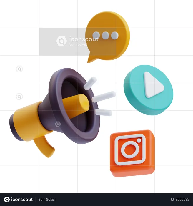 Marketing des médias sociaux  3D Icon