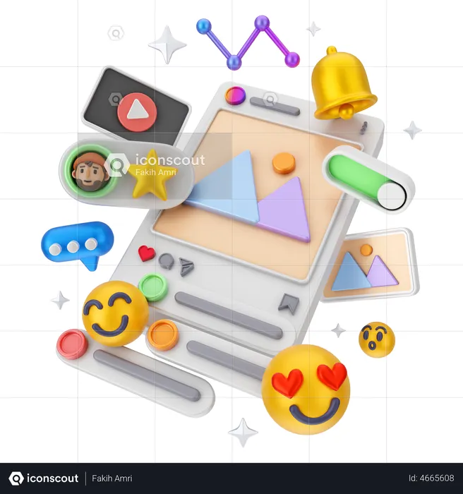 Marketing en redes sociales en línea  3D Icon