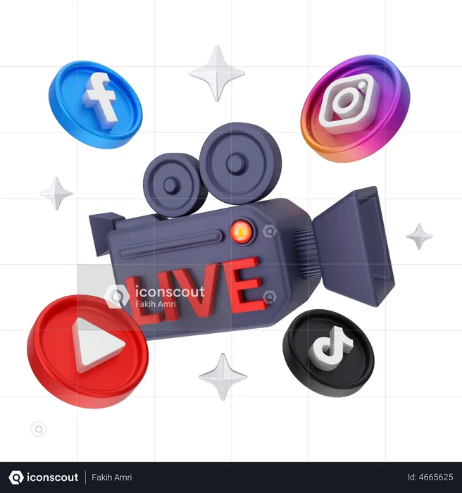 Marketing en vivo en redes sociales  3D Illustration